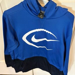 Nike Dri-FIT Boy’s Royal Blue Hoodie with White Football Graphic